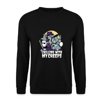 Halloween Grusel Design - Unisex Pullover - Schwarz - Vorne - Alina (178cm) & Michal (187cm)