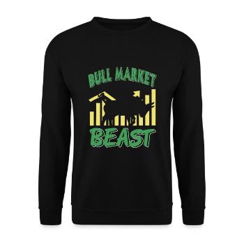 Bullenmarkt-Bestie - Unisex Pullover - Schwarz - Vorne - Alina (178cm) & Michal (187cm)