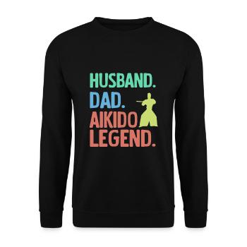 Ehemann Vater Aikido-Legende - Unisex Pullover - Schwarz - Vorne - Alina (178cm) & Michal (187cm)