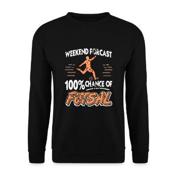 Prévisions du week-end 100% de chances de futsal - Sweat-shirt Unisexe - noir - Devant - Alina (178cm) & Michal (187cm)