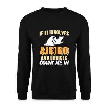Wenn es um Aikido & Prellungen geht bin ich dabei - Unisex Pullover - Schwarz - Vorne - Alina (178cm) & Michal (187cm)