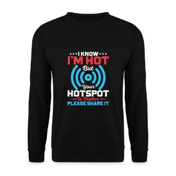 Je sais que je suis chaud mais votre hotspot est plus drôle - Sweat-shirt Unisexe - noir - Devant - Alina (178cm) & Michal (187cm)