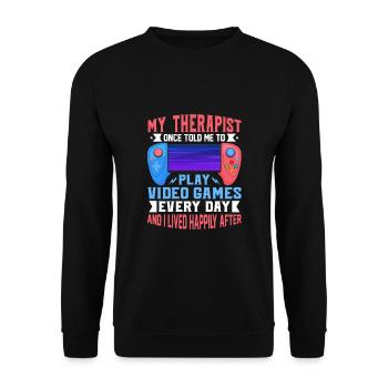 Mon thérapeute m’a dit une fois de jouer à des jeux vidéo - Sweat-shirt Unisexe - noir - Devant - Alina (178cm) & Michal (187cm)