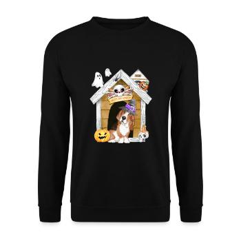 Halloween Basset Hound Dog Witch - Unisex Sweatshirt - black - Front - Alina (178cm) & Michal (187cm)