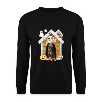 Halloween Rottweiler Chien Sorcière - Sweat-shirt Unisexe - noir - Devant - Alina (178cm) & Michal (187cm)