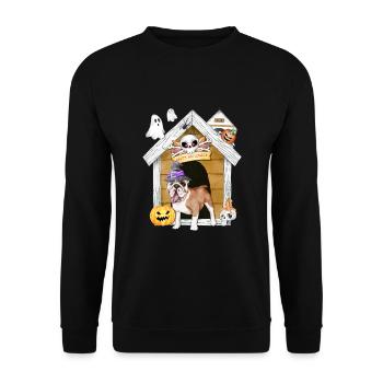 Halloween British Bulldog Dog Witch - Unisex Sweatshirt - black - Front - Alina (178cm) & Michal (187cm)