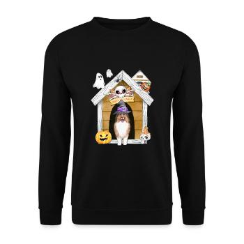 Halloween Shetland Chien de berger Chien Sorcière - Sweat-shirt Unisexe - noir - Devant - Alina (178cm) & Michal (187cm)