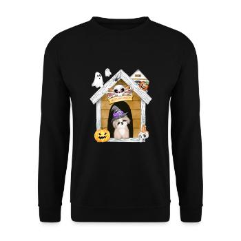 Halloween Shih Tzu Chien Sorcière - Sweat-shirt Unisexe - noir - Devant - Alina (178cm) & Michal (187cm)