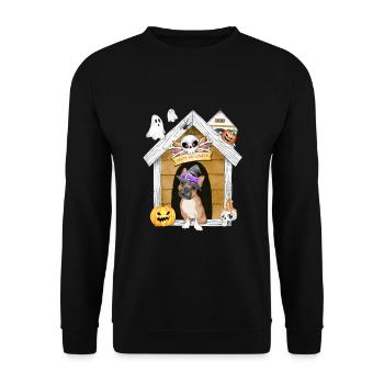 Halloween Frenchie Dog Witch - Unisex Sweatshirt - black - Front - Alina (178cm) & Michal (187cm)