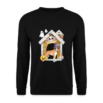 Halloween Boxer Chien Sorcière - Sweat-shirt Unisexe - noir - Devant - Alina (178cm) & Michal (187cm)