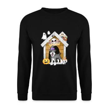 Halloween Miniature Schnauzer Chien Sorcière - Sweat-shirt Unisexe - noir - Devant - Alina (178cm) & Michal (187cm)