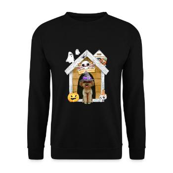 Caniche d’Halloween Chien Sorcière - Sweat-shirt Unisexe - noir - Devant - Alina (178cm) & Michal (187cm)
