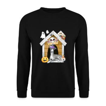 Halloween Greyhound Chien Sorcière - Sweat-shirt Unisexe - noir - Devant - Alina (178cm) & Michal (187cm)