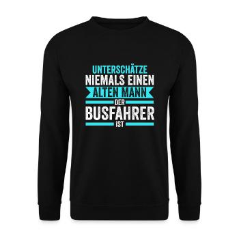 Busfahrer Job Reisebus Geschenk - Unisex Pullover - Schwarz - Vorne - Alina (178cm) & Michal (187cm)