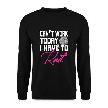 Ich kann heute nicht arbeiten - ich muss stricken - Unisex Pullover - Schwarz - Vorne - Alina (178cm) & Michal (187cm)