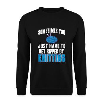 Parfois, il suffit de déchirer en tricotant - Sweat-shirt Unisexe - noir - Devant - Alina (178cm) & Michal (187cm)