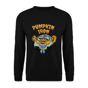 Pumpkin Iron - Halloween pun - Unisex Sweatshirt - black - Front - Alina (178cm) & Michal (187cm)