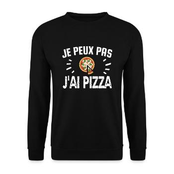 je peux pas j'ai pizza - Sweat-shirt Unisexe - noir - Devant - Alina (178cm) & Michal (187cm)