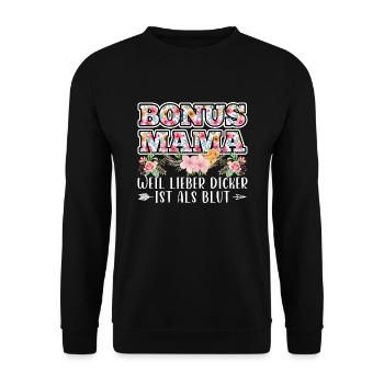 Bonus Mama Familie Stiefmütter Geschenk - Unisex Pullover - Schwarz - Vorne - Alina (178cm) & Michal (187cm)