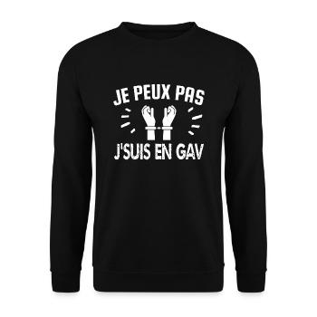 je peux pas je suis en gav - Sweat-shirt Unisexe - noir - Devant - Alina (178cm) & Michal (187cm)
