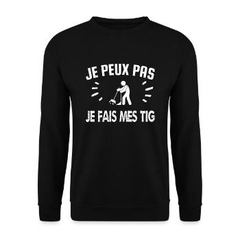 je peux pas je fais mes tig - Sweat-shirt Unisexe - noir - Devant - Alina (178cm) & Michal (187cm)