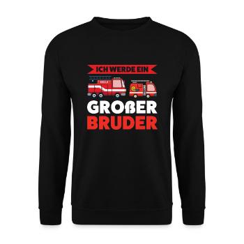 Großer Bruder Feuerwehr Kinder Geschenk - Unisex Pullover - Schwarz - Vorne - Alina (178cm) & Michal (187cm)