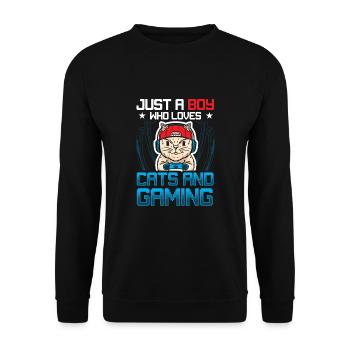 Juste un garçon qui aime les chats et les jeux - Sweat-shirt Unisexe - noir - Devant - Alina (178cm) & Michal (187cm)