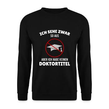 Doktortitel humorvoll Geschenkidee Promotionshut - Unisex Pullover - Schwarz - Vorne - Alina (178cm) & Michal (187cm)