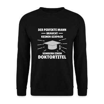 perfekter Mann Doktortitel promotionshut Sixpack - Unisex Pullover - Schwarz - Vorne - Alina (178cm) & Michal (187cm)
