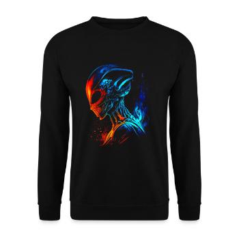 Cool Retro Futuristic Alien Fire and Water - Unisex Sweatshirt - black - Front - Alina (178cm) & Michal (187cm)