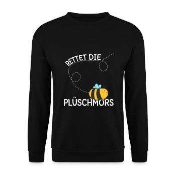 Rettet die Bienen Plüschmors Plattdeutsch norden - Unisex Pullover - Schwarz - Vorne - Alina (178cm) & Michal (187cm)