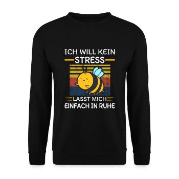 Plüschmors norddeutsch Bienen chillen schlafshirt - Unisex Pullover - Schwarz - Vorne - Alina (178cm) & Michal (187cm)