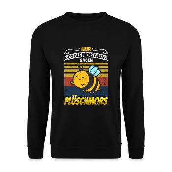 Plüschmors plattdeutsch Hummeln Geschenkidee cool - Unisex Pullover - Schwarz - Vorne - Alina (178cm) & Michal (187cm)