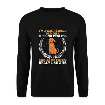 Ich bin ein Dackelvater auf einer Mission Hundebesitzer Wiener - Unisex Pullover - Schwarz - Vorne - Alina (178cm) & Michal (187cm)