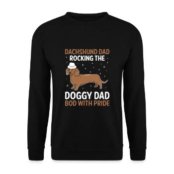 Dackel Papa Schaukelt Den Doggy Dad Körper Mit Stolz - Unisex Pullover - Schwarz - Vorne - Alina (178cm) & Michal (187cm)