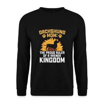 Dackel Mama Die stolze Herrscherin eines Wiener Königreichs - Unisex Pullover - Schwarz - Vorne - Alina (178cm) & Michal (187cm)