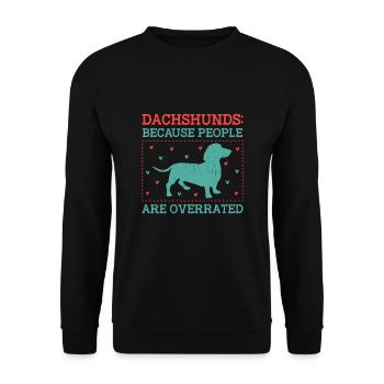 Dackel, weil Menschen überschätzt werden Hundeliebhaber - Unisex Pullover - Schwarz - Vorne - Alina (178cm) & Michal (187cm)