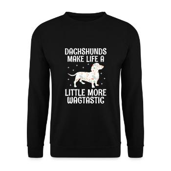 Dackel machen das Leben ein bisschen wagtastischer Hund L - Unisex Pullover - Schwarz - Vorne - Alina (178cm) & Michal (187cm)
