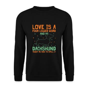 Liebe ist ein vierbeiniger Dackel Wiener Hund Lo - Unisex Pullover - Schwarz - Vorne - Alina (178cm) & Michal (187cm)