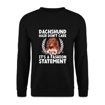Dachshund Hair Don't Care It's A Fashion Statement - Unisex Sweatshirt - black - Front - Alina (178cm) & Michal (187cm)