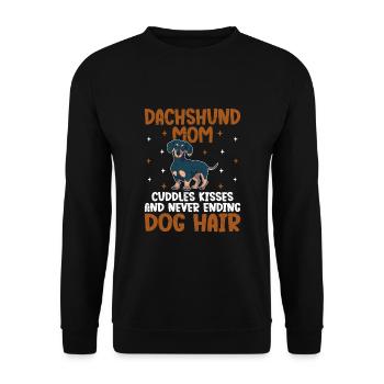 Dackel Mama Kuschelt Küsse Und Endloser Hund - Unisex Pullover - Schwarz - Vorne - Alina (178cm) & Michal (187cm)