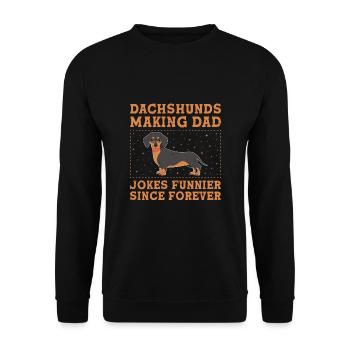 Dackel machen Papa-Witze seit Ewigkeiten lustiger - Unisex Pullover - Schwarz - Vorne - Alina (178cm) & Michal (187cm)