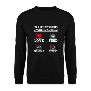 Ich bin ein Multitasking-Dackel Mama Hundeliebhaber Hund Besitzen - Unisex Pullover - Schwarz - Vorne - Alina (178cm) & Michal (187cm)