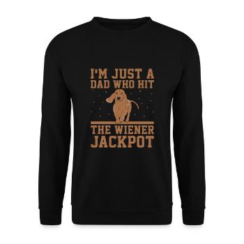 Ich bin nur ein Vater, der den Wiener Jackpot geknackt hat Hundeliebe - Unisex Pullover - Schwarz - Vorne - Alina (178cm) & Michal (187cm)
