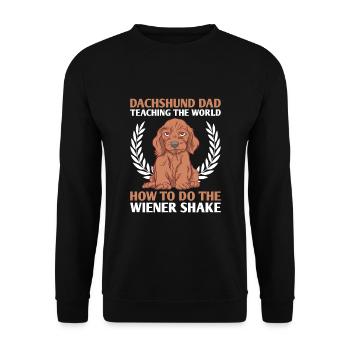 Dackel Papa lehrt die Welt Hundeliebhaber Hund besitzen - Unisex Pullover - Schwarz - Vorne - Alina (178cm) & Michal (187cm)