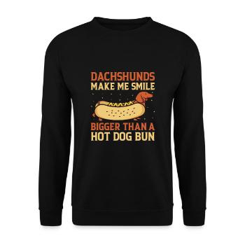 Dackel bringen mich zum Lächeln Größer Hundeliebhaber Hund besitzen - Unisex Pullover - Schwarz - Vorne - Alina (178cm) & Michal (187cm)