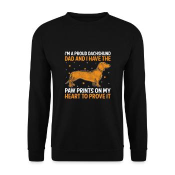 Ich bin ein stolzer Vater und ich habe die Pfotenabdrücke Hundeliebe - Unisex Pullover - Schwarz - Vorne - Alina (178cm) & Michal (187cm)