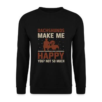 Dackel machen mich glücklich Du nicht so sehr Hundeliebhaber - Unisex Pullover - Schwarz - Vorne - Alina (178cm) & Michal (187cm)