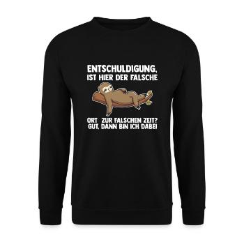 Faultier Sarkasmus Sarkastisch Geschenk - Unisex Pullover - Schwarz - Vorne - Alina (178cm) & Michal (187cm)