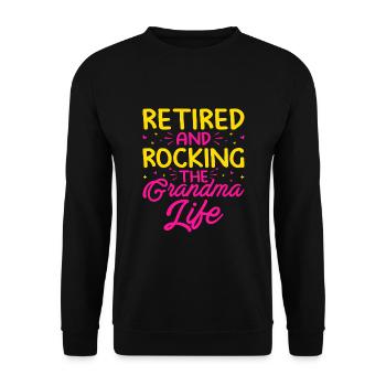 Grand-mère retraitée Pension de retraite Grand-mère Reti - Sweat-shirt Unisexe - noir - Devant - Alina (178cm) & Michal (187cm)